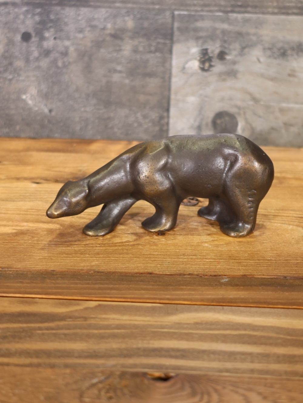Vintage POLAR BEAR BRONZE Sculpture signed by Artist Very Heavy